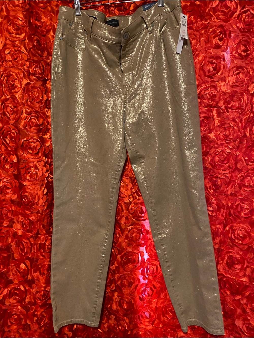 Talbots Gold Metallic Slim Ankle Jean